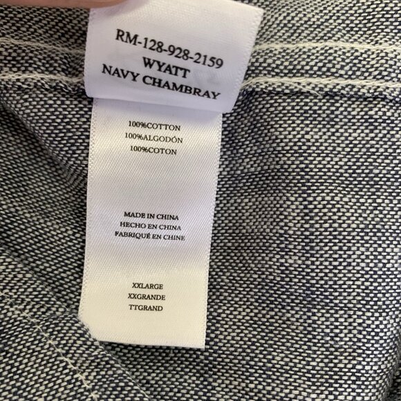 Rails Men XXL Navy Chambray Wyatt Button Down Shirt Long Sleeve - Picture 5 of 6